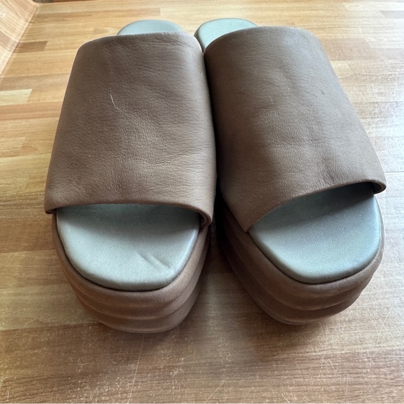 Free People Harbor leather flatform slide sandals tan/neutral size 40 - Picture 4 of 10
